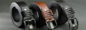 Three coiled leather belts in black, brown, and dark grey – Leather and Kid