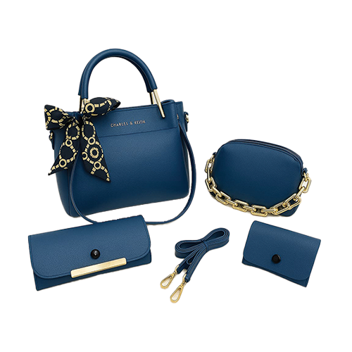 Leather and Kids teal blue leather handbag set with wallet card holder and crossbody strap