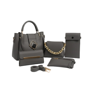 Leather and Kids grey leather handbag set with wallet phone pouch and crossbody bag