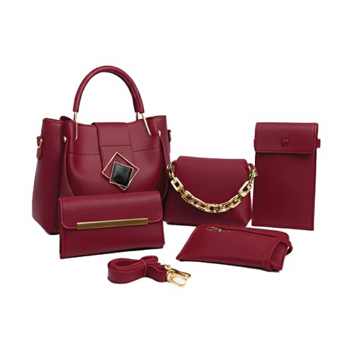 Leather and Kids red leather handbag set with wallet phone pouch and crossbody bag