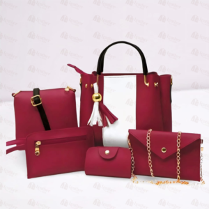 5-piece maroon leather handbag set – Leather and Kid