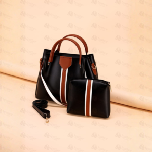 Black leather handbag and sling bag set – Leather and Kid