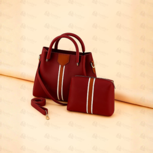 Maroon leather tote and pouch set – Leather and Kid