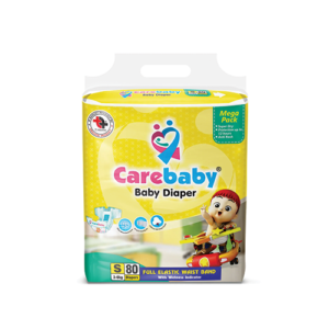 Leather and Kids Carebaby small size mega pack baby diapers with full elastic waist band and wetness indicator