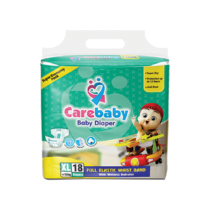 Leather and Kids Carebaby XL super economy 18 count diapers with elastic waist band