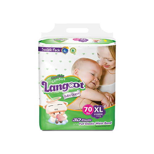 Langoot XL Saving Pack Baby Diapers – 70 Pieces | Leather and Kids Leather and Kids Langoot XL 70 count saving pack diapers with 3D elastic waist band
