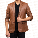 Men's Brown Leather Blazer