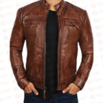 Men's Brown Vintage Leather Biker Jacket