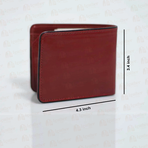 Image (1) Maroon Leather Bifold Wallet - Image 1