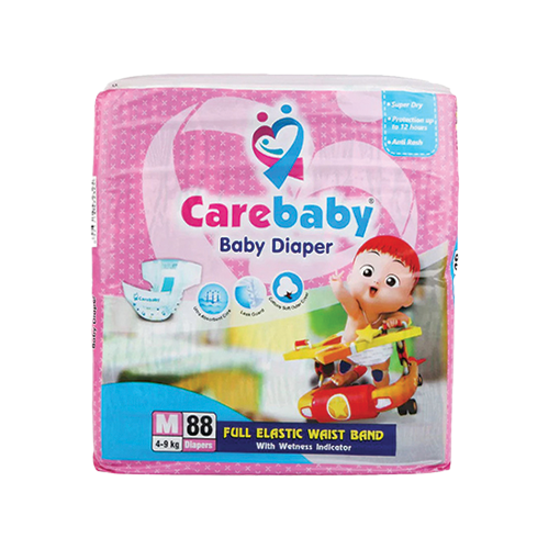 Carebaby Baby Diaper – Full Elastic Waist Band Medium, 88 Pcs Carebaby Baby Diaper size m 4-9kg 88 count pack available at Leather and Kid