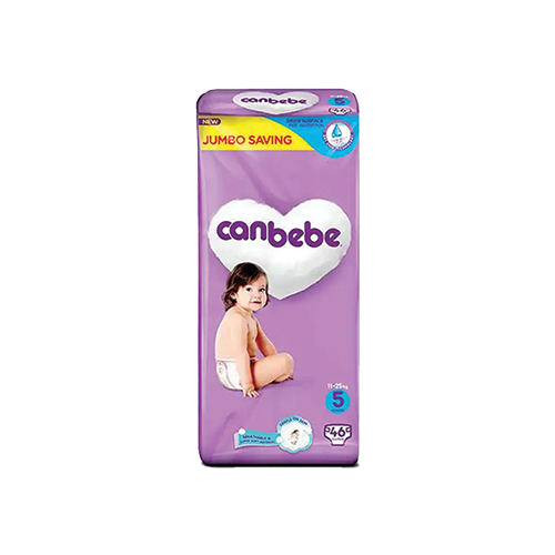 Canbebe Diapers Size 5 Junior Jumbo Saving Pack (11-25kg, 46pcs) | Leather and Kids Canbebe diapers size 5 junior jumbo saving pack, 11-25kg, 46 count, purple packaging – Leather and Kids