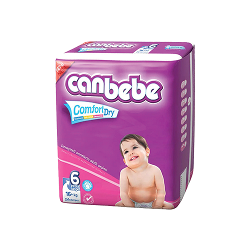 Canbebe Comfort Dry baby diapers size 6 extra large pack, 16+kg, purple packaging – Leather and Kids