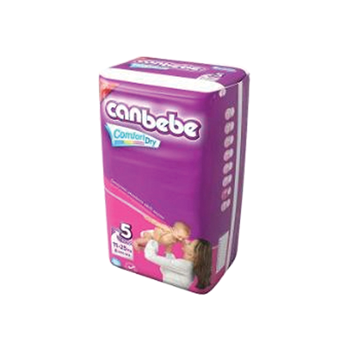 Canbebe Comfort Dry baby diapers size 5 pack, 11-25kg, purple packaging – Leather and Kids
