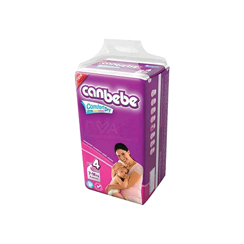 Canbebe Comfort Dry baby diapers size 4 pack, 7-18kg, purple packaging – available at Leather and Kids