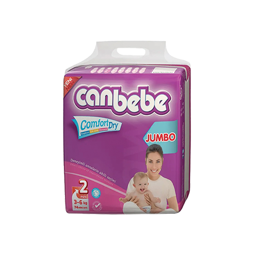 Canbebe Comfort Dry diapers size 2 jumbo 3-6kg 74 count pack available at Leather and Kid