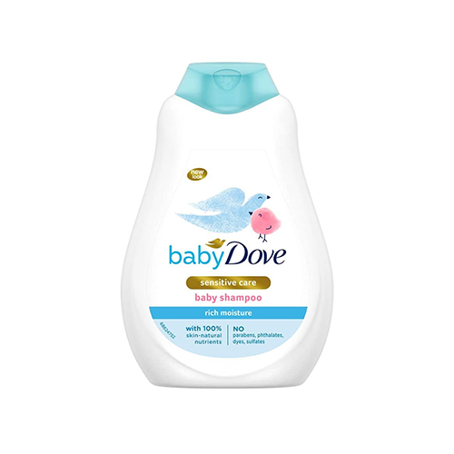 Leather and Kids Baby Dove sensitive care rich moisture shampoo bottle