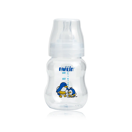 Farlin Wide Neck Baby Bottle with Penguin Design | Leather and Kids Farlin wide-neck baby feeding bottle with penguin print and clear cap – Leather and Kids