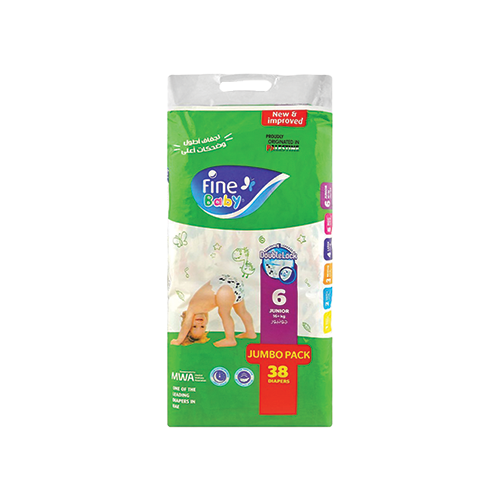 Fine Baby Diapers – New & Improved DoubleLock Junior Size 6, 38 Pcs Fine Baby diapers size 6 junior jumbo pack 16+kg 38 count pack available at Leather and Kid