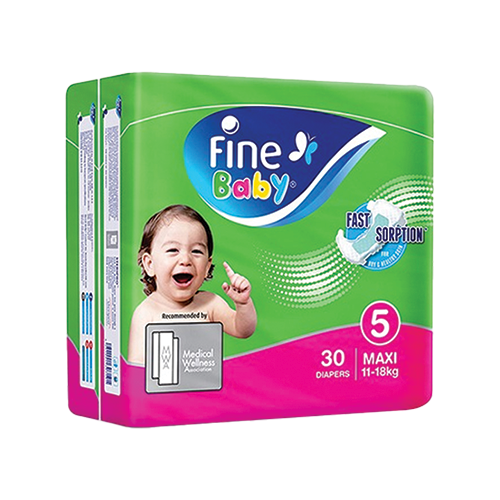 Fine Baby diapers size 5 maxi 11-18kg 30 count pack available at Leather and Kid