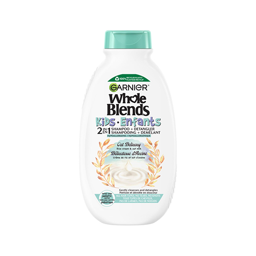 Leather and Kids Garnier Whole Blends kids oat delicacy shampoo detangler bottle
