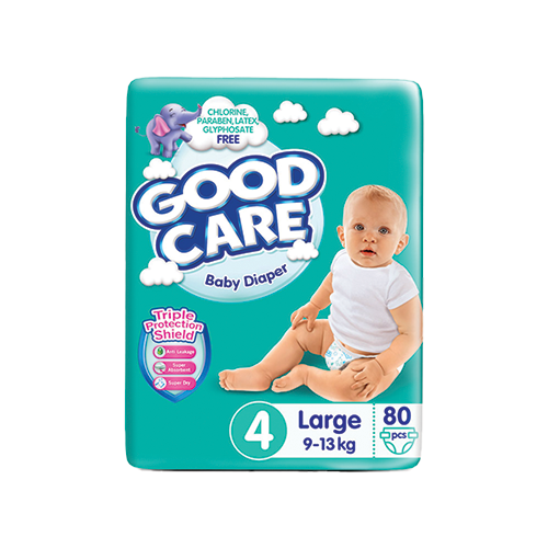Good Care Baby Diaper size 4 large 9-13kg 80 count pack available at Leather and Kid