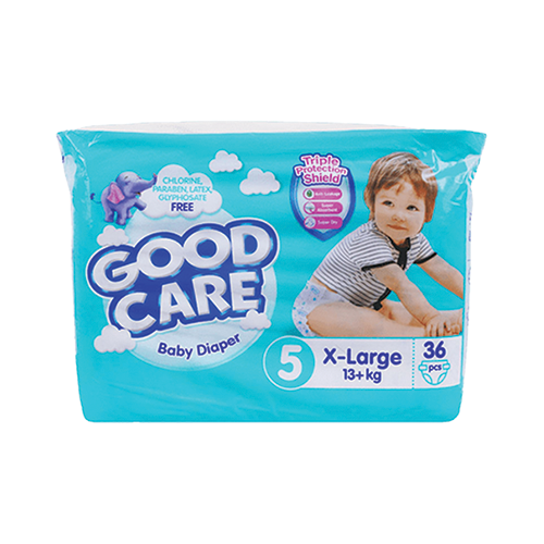 Good Care Baby Diaper size 5 x-large 13+kg 36 count pack available at Leather and Kid