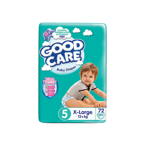 Good Care Baby Diaper size 5 x-large 13+kg 72 count pack available at Leather and Kid