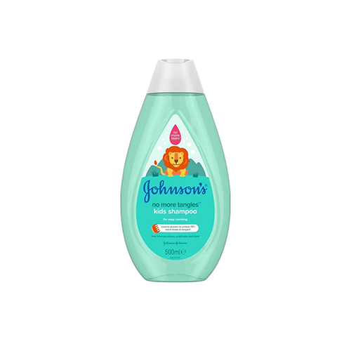 Leather and Kids Johnson's teal kids shampoo bottle with lion illustration