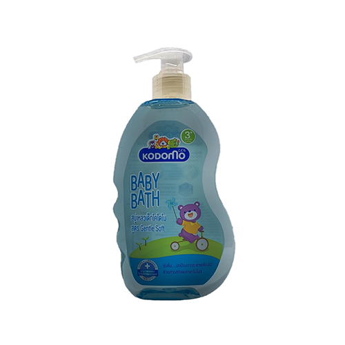 Leather and Kids Kodomo blue baby bath pump bottle with bear print