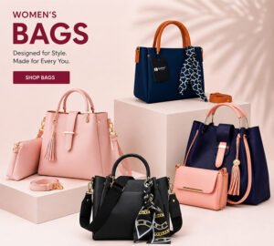Leather and Kids women's leather handbags collection in pink navy blue and black with scarf detail