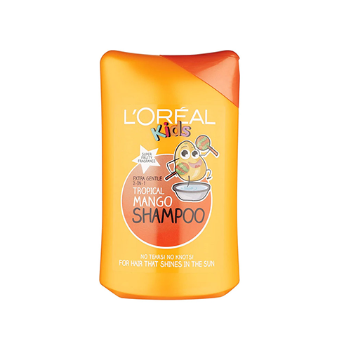Leather and Kids L'Oréal orange kids tropical mango shampoo bottle