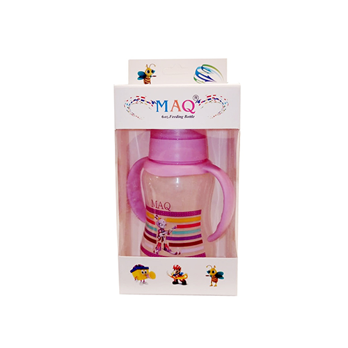 MAQ pink baby feeding bottle with dual handles in box, 6oz – Leather and Kids