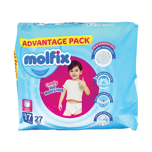 Molfix Diapers – Advantage Pack Channel Technology Size 7, 27 Pcs Molfix diapers size 7 advantage pack 27 count pack available at Leather and Kid