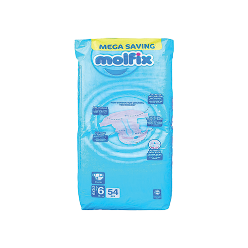 Molfix diapers extra large size 6 total protection 15+kg 22 count pack available at Leather and Kid