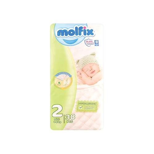 Molfix mini diapers size 2 3-6kg 38 count pack available at Leather and Kid