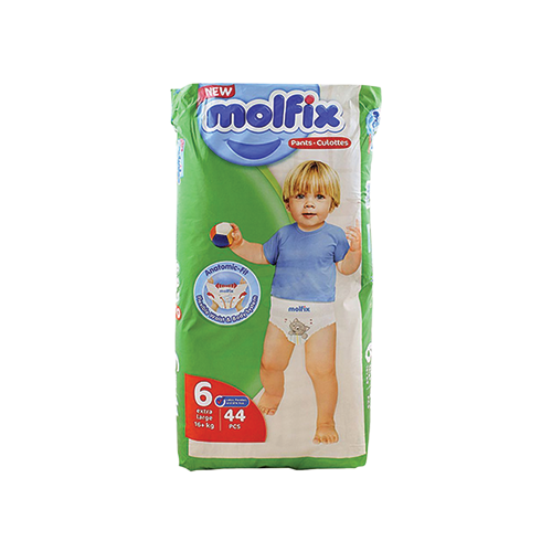 Molfix Pants diapers size 6 extra large 16+kg 44 count pack available at Leather and Kid