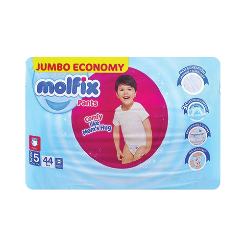 Molfix Pants diapers size 5 junior jumbo economy 44 count pack available at Leather and Kid