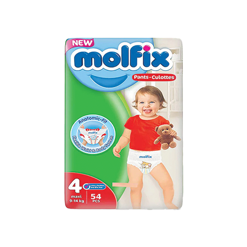 Molfix Pants diapers size 4 maxi 9-14kg 54 count pack available at Leather and Kid