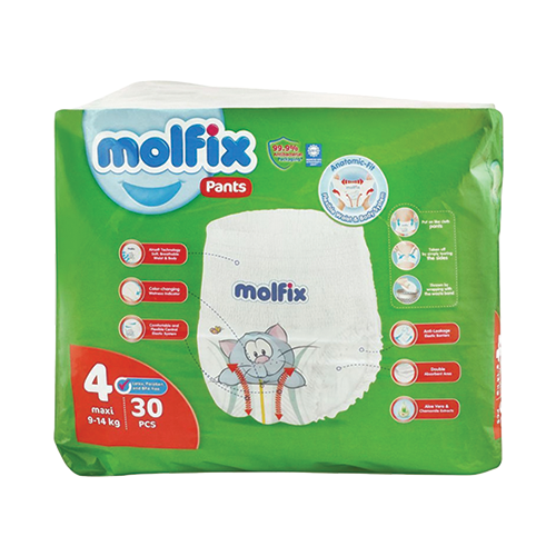 Molfix Pants diapers size 4 maxi 9-14kg 30 count pack available at Leather and Kid