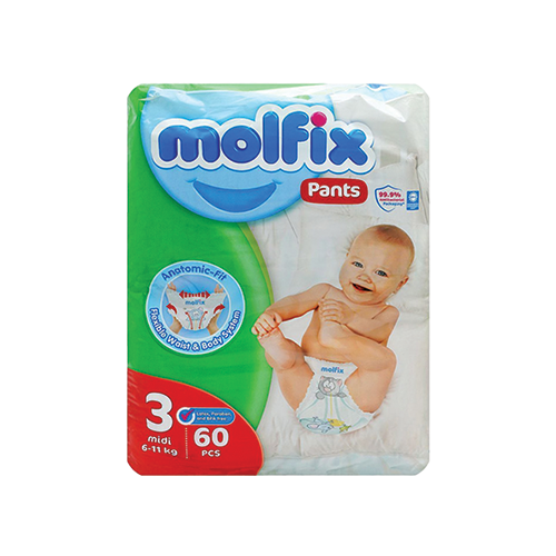 Molfix Pants diapers size 3 midi 6-11kg 60 count pack available at Leather and Kid