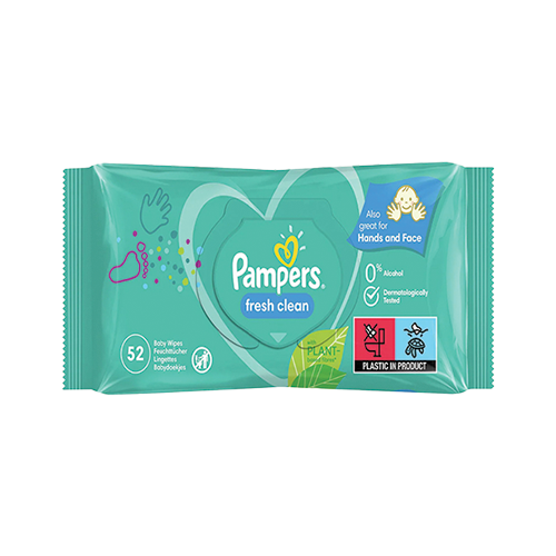 Pampers Fresh Clean Wipes – Great for Hands and Face, 52 Wipes Pack Pampers Fresh Clean baby wipes 52 count pack available at Leather and Kid