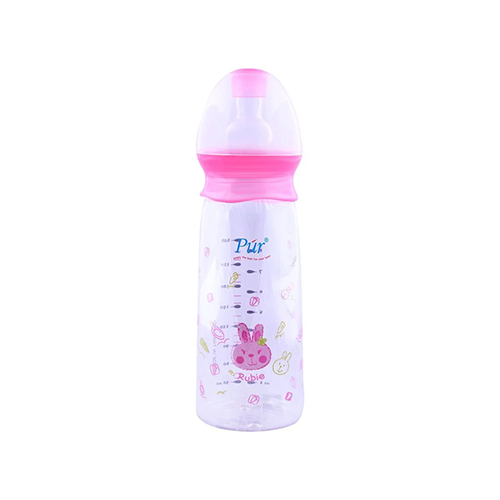 Pur baby feeding bottle with pink cap and bunny print – Leather and Kids