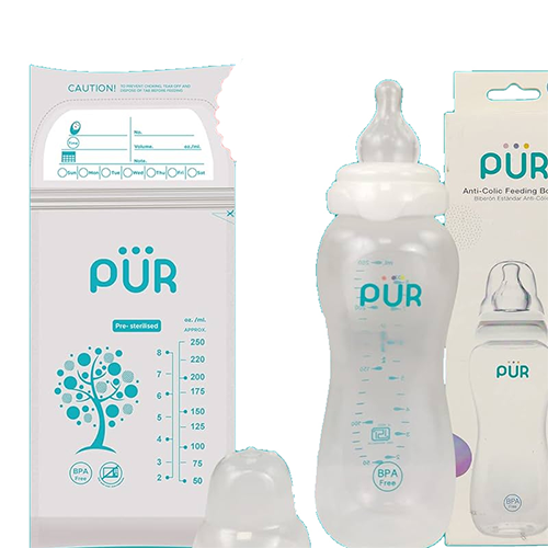 Pur Anti-Colic baby feeding bottle set with pouch and box, 250ml – Leather and Kids