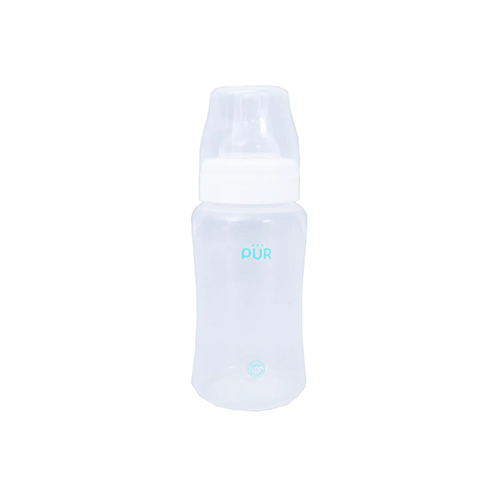 Pur clear narrow-neck baby feeding bottle with white cap – Leather and Kids