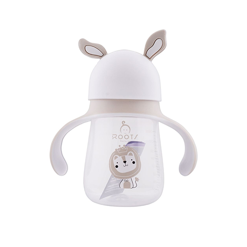 Roots bunny-ear baby feeding bottle with handles and lion print – Leather and Kids