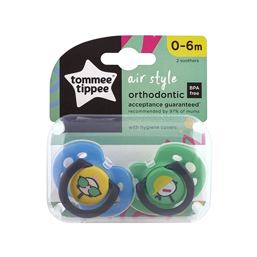 Leather and Kids Tommee Tippee air style orthodontic soother twin pack, 0-6m