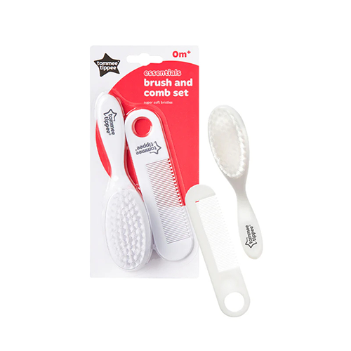 Leather and Kids Tommee Tippee red white brush and comb set with nail file