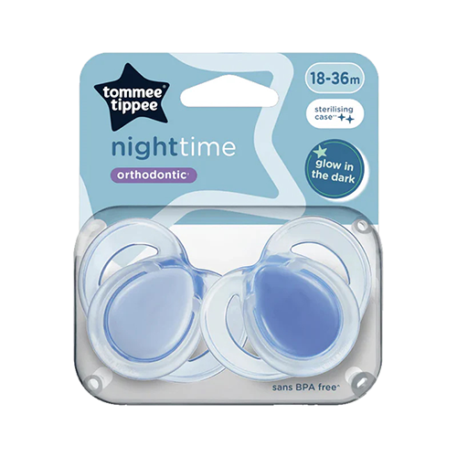 Leather and Kids Tommee Tippee nighttime glow in the dark soother twin pack, 18-36m