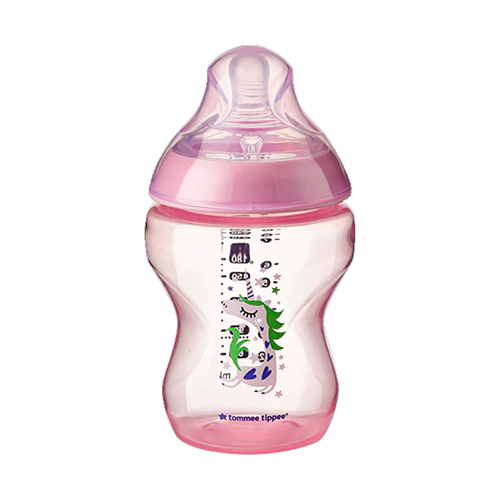 Leather and Kids Tommee Tippee pink bottle with unicorn print