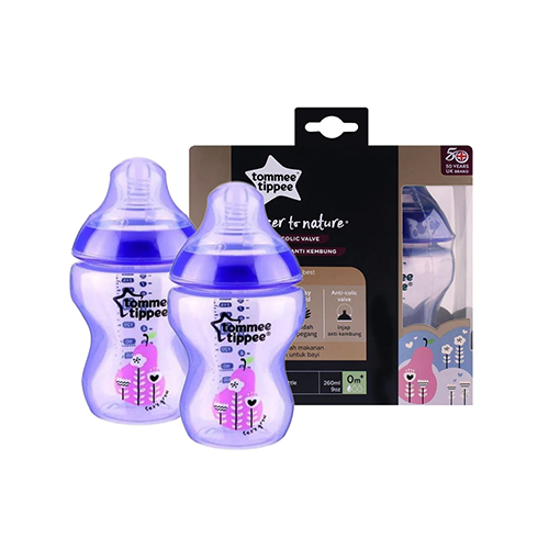 Leather and Kids purple Tommee Tippee twin bottle pack with retail box